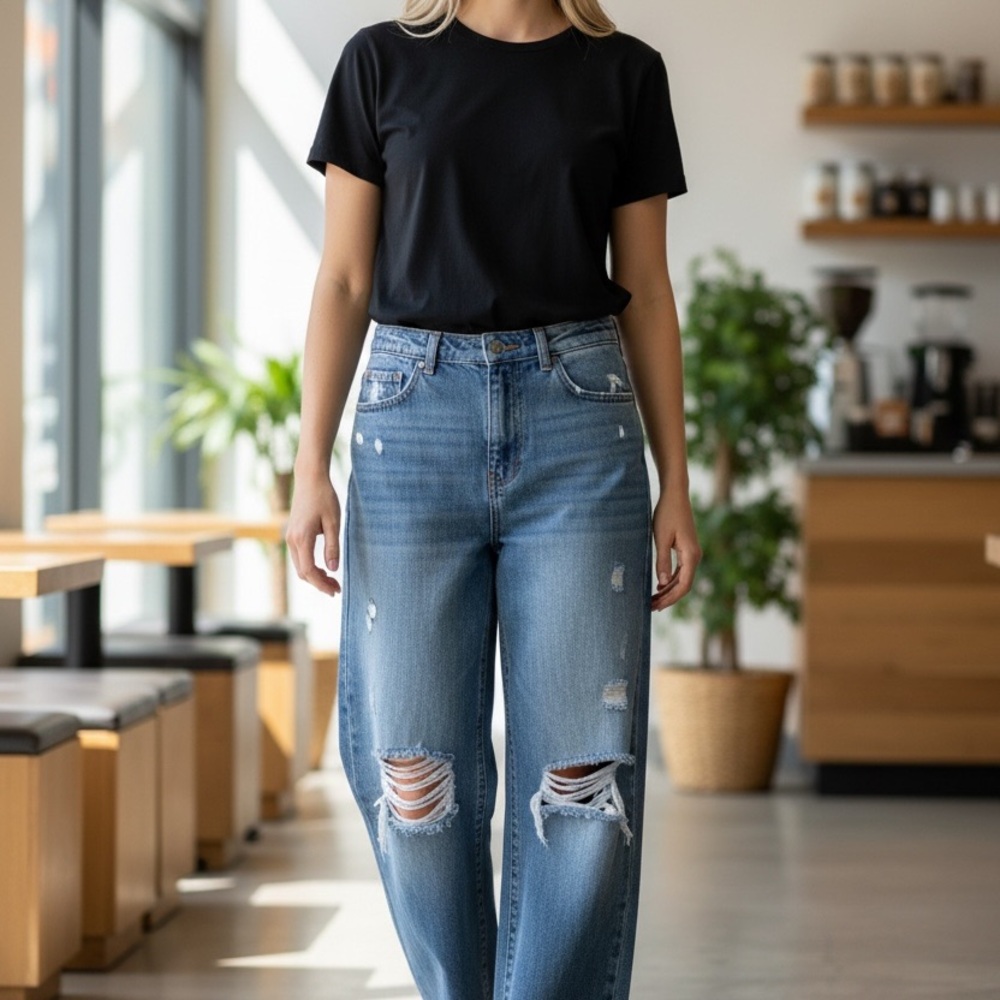 Cider Blue Ripped‎ Boyfriend Jeans